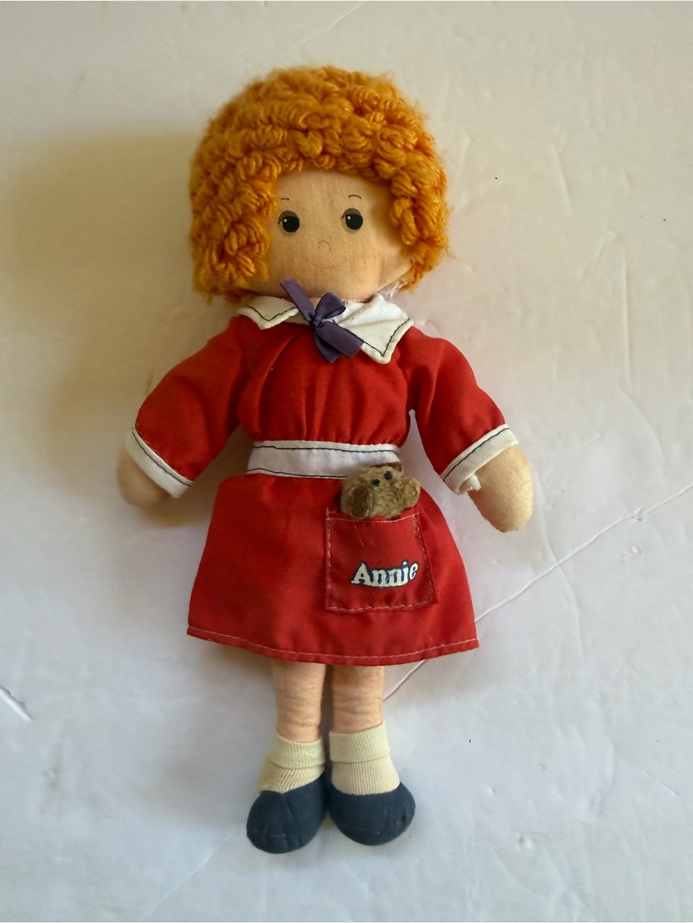 Vintage Knickerbocker Little Orphan Annie Plush Doll W/ Dog Sandy in Pocket 1977